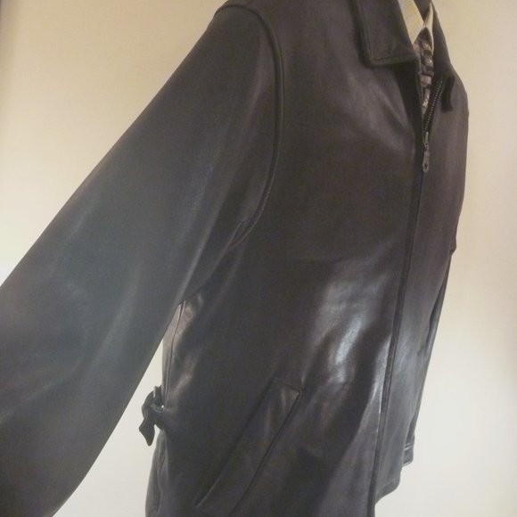 $$$ SOLD $$$ Tibor Men M Jacket OverCoat Zip Black Soft Leather Thermolite - Picture 5 of 16
